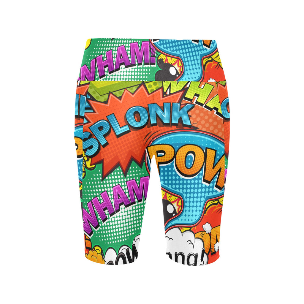Comic Book 2 Women's Bike Shorts With Side Pockets Women's Bike Shorts comic Printed Offshore