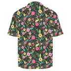 Bright Floral And Leaves Men's Crinkle Hawaiian Shirt