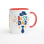 Personalise - Best Dad, Hat And Tie - White 11oz Ceramic Mug Personalised Mug customise Dad Globally Fulfilled personalise