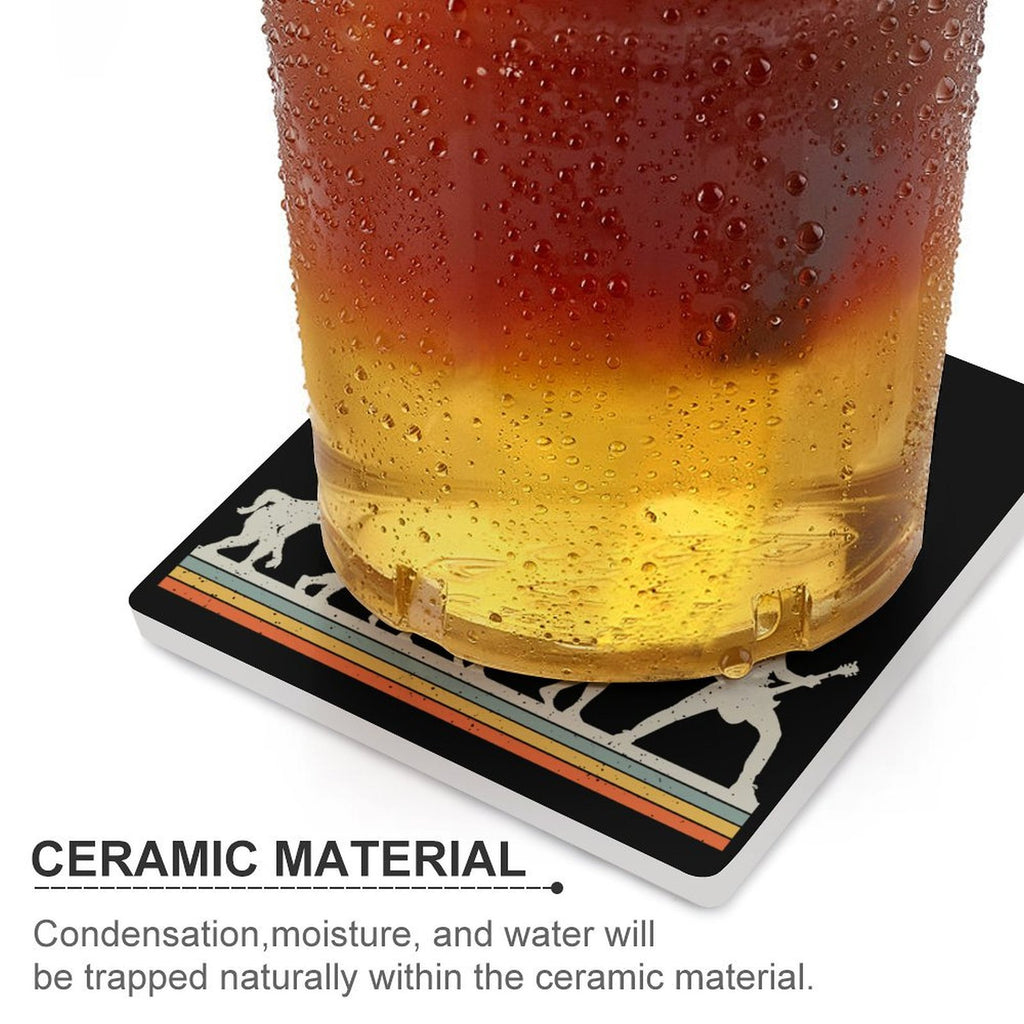 Guitarist Evolution - Ceramic Coasters (Square) Ceramic Coasters Music Printed Offshore