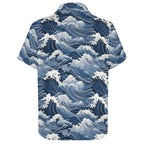 Japanese Waves Women's Short-Sleeve Button Up Shirt Women's Short-Sleeve Button Up Shirt Ocean Printed Offshore