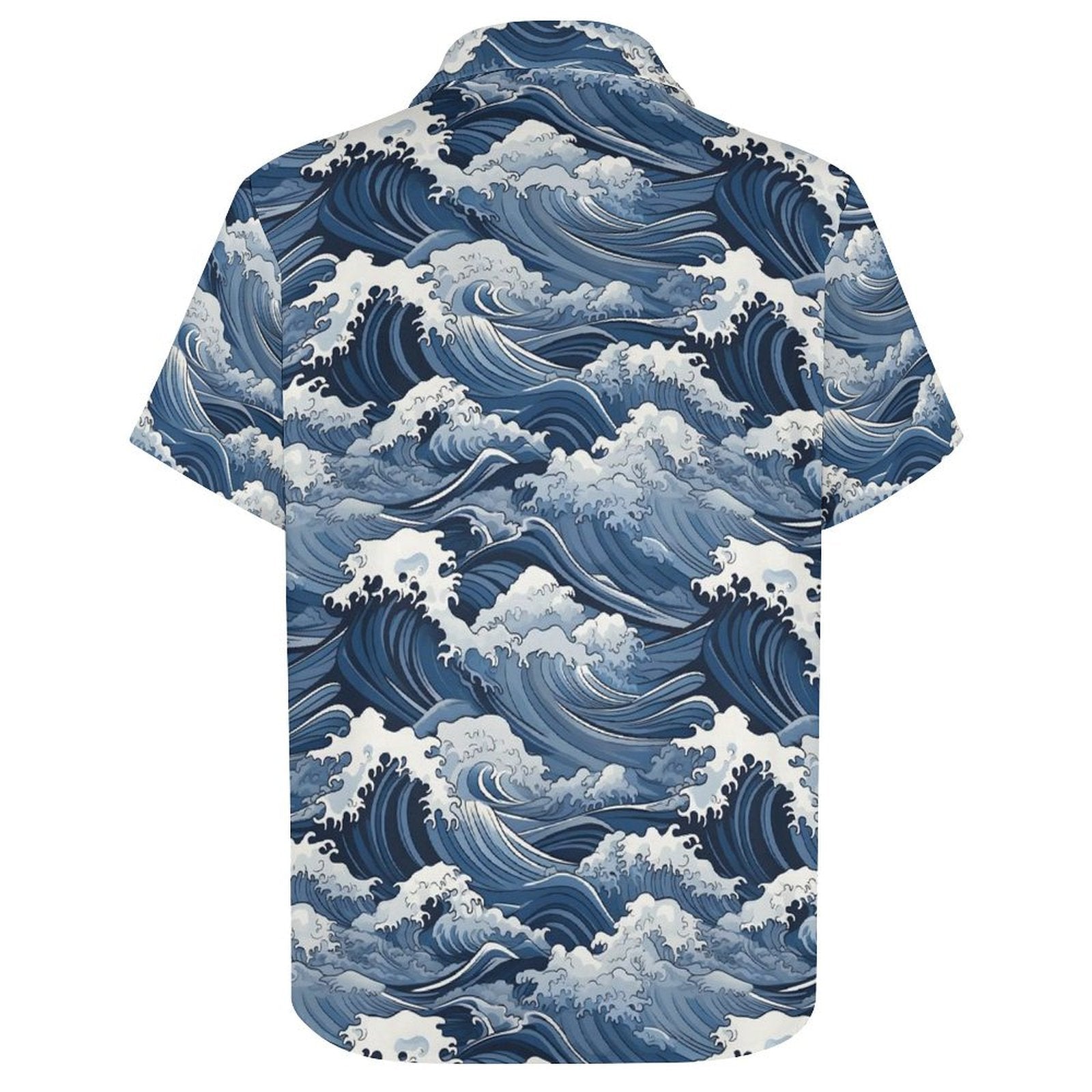 Japanese Waves Women's Short-Sleeve Button Up Shirt Women's Short-Sleeve Button Up Shirt Ocean Printed Offshore