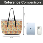 Vintage Retro Floral PU Leather Tote Bag Large Leather Tote Bag-Large Plants Printed Offshore