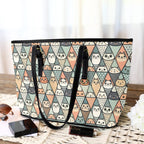 Diamond Cat Pattern - Leather Tote Bag-Large