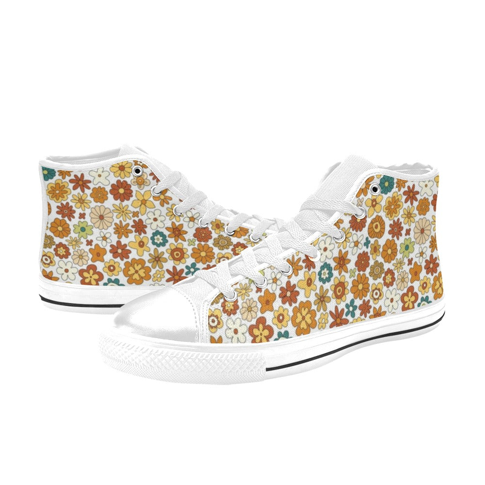 70's Style Floral Men's High Top Canvas Shoes Men's Classic High Top Canvas Shoes Printed Offshore Retro
