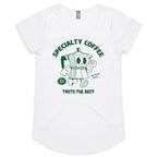 Specialty Coffee - Womens Scoop Neck T-Shirt White Womens Scoop Neck T-shirt Coffee Printed In Australia