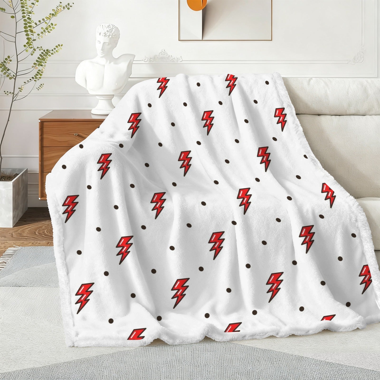 Red Lightning - Double-Layer Fleece Blanket 51"x59"