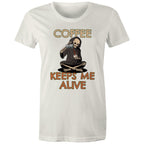 Coffee Keeps Me Alive, Skeleton - Womens T-shirt Natural Womens T-shirt Coffee Printed In Australia
