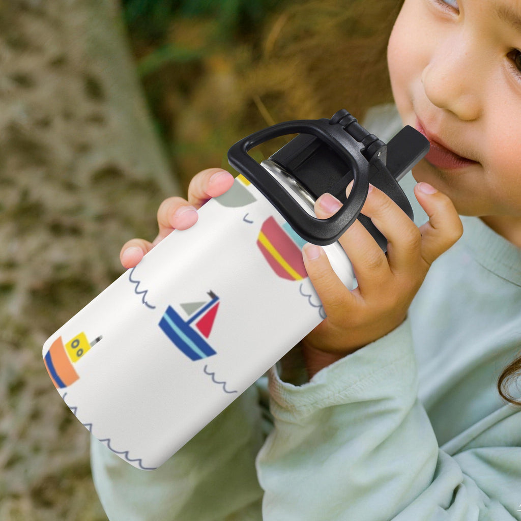 Boats 12oz Kids Water Bottle with Straw Lid