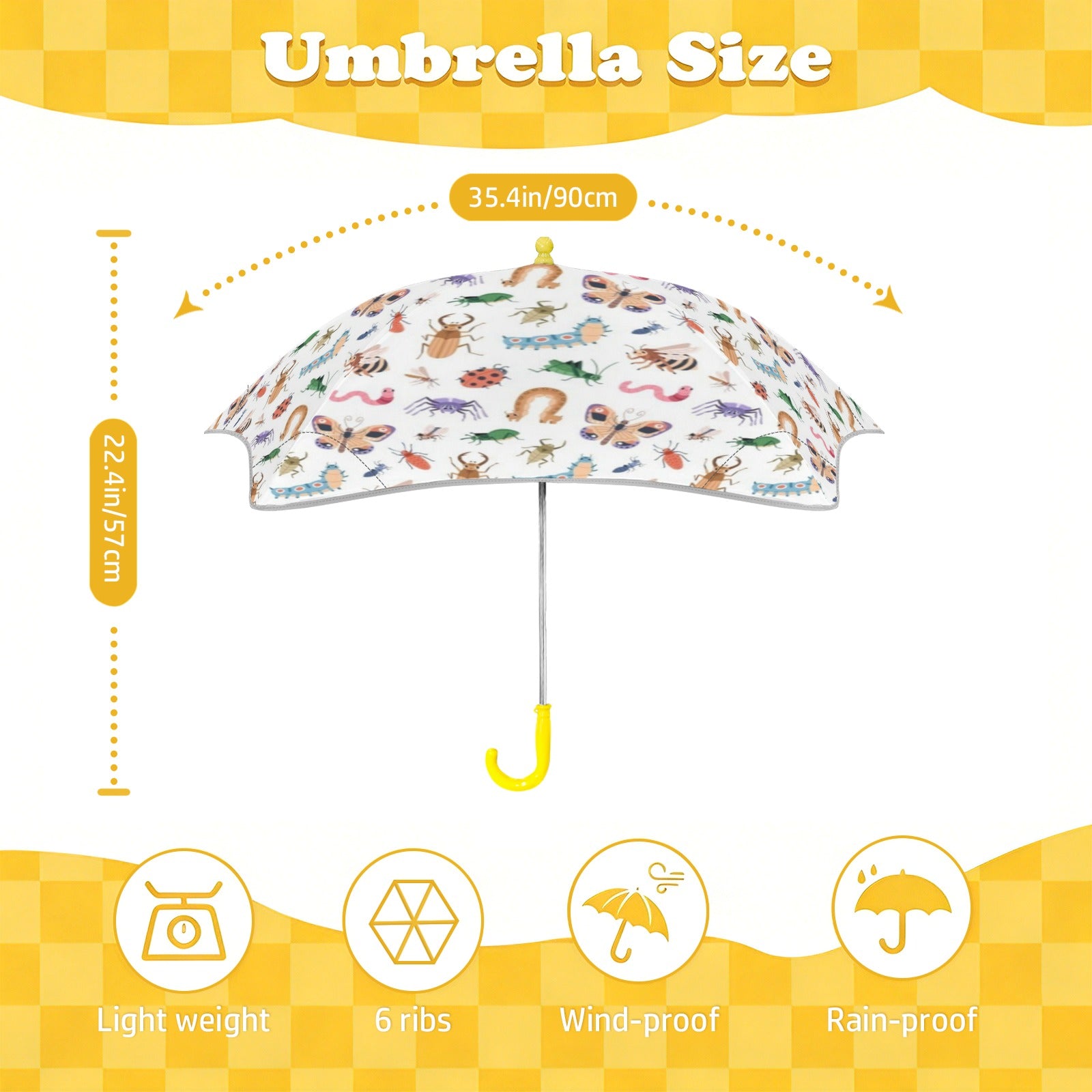 Cute Bugs Kids Safe Round Corner Umbrella Kids Safe Round Corner Umbrella animal Printed Offshore