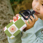 Flower Check 12oz Kids Water Bottle with Straw Lid