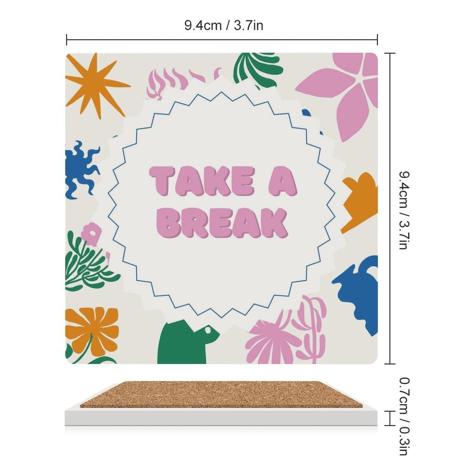 Take A Break - Ceramic Coasters (Square) Ceramic Coasters Printed Offshore