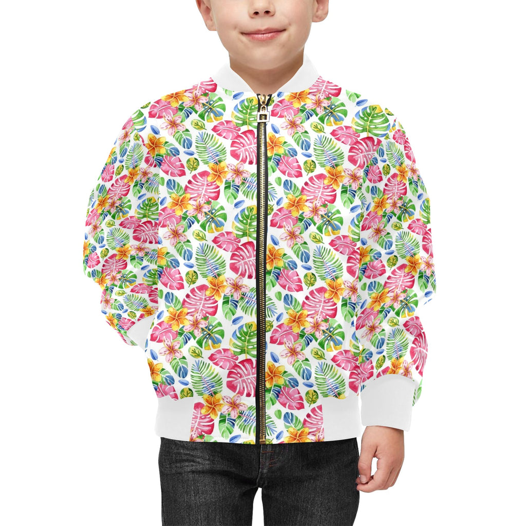 Bright Painted Tropical Kids Bomber Jacket