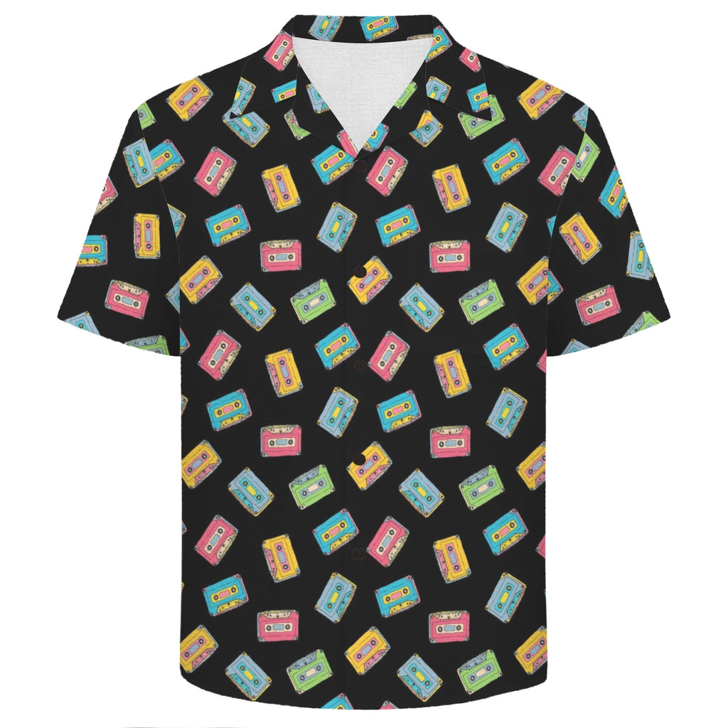 Colourful Cassettes Men's Crinkle Hawaiian Shirt