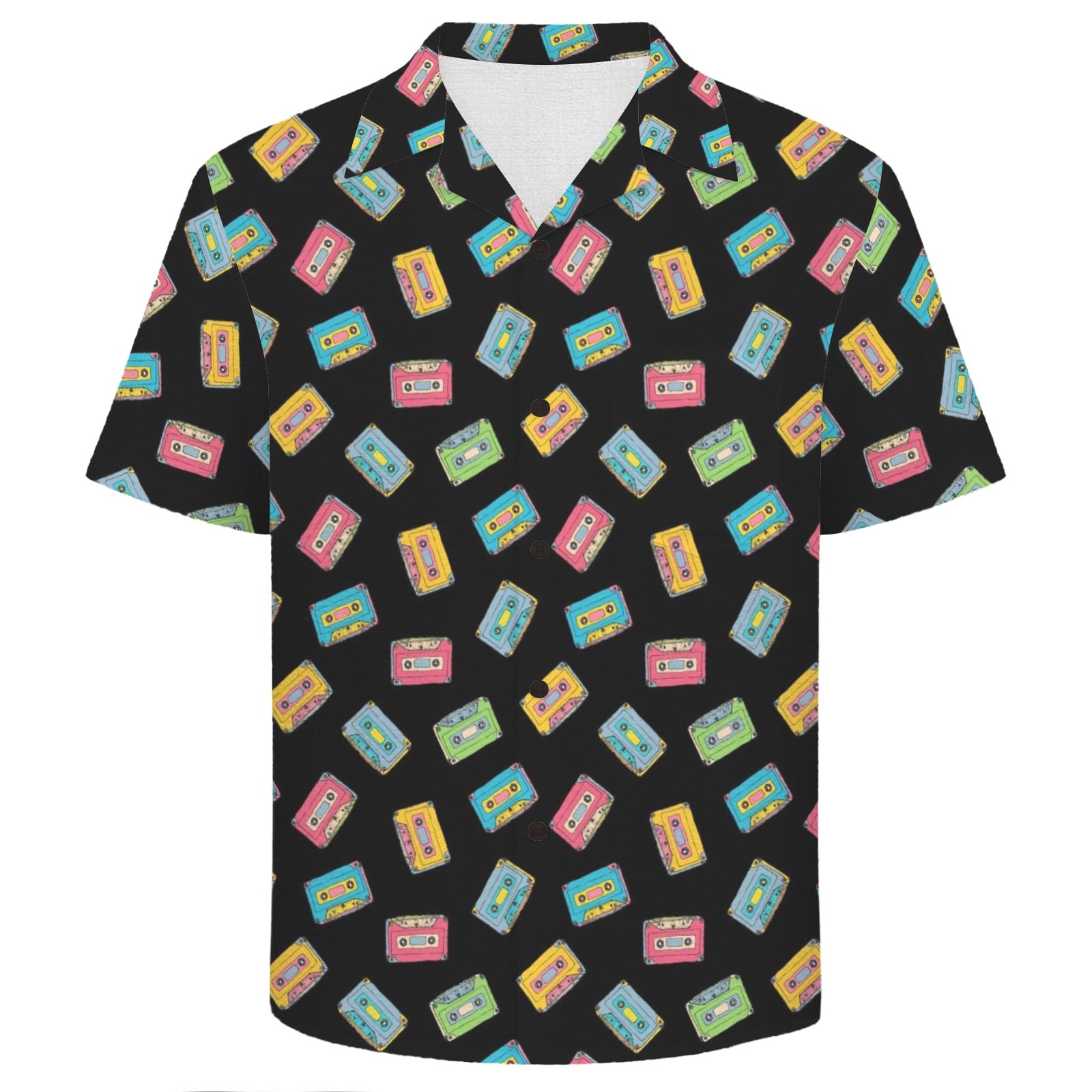 Colourful Cassettes Men's Crinkle Hawaiian Shirt