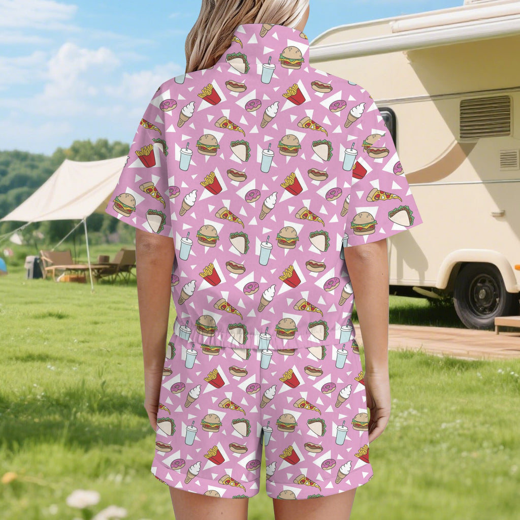 Fast Food Women's Windbreaker Short Set Women's Windbreaker Short Set Food Printed Offshore