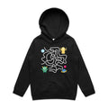 Monster, Find The Right Path Kid's AS Colour Hoodie Black Kids Hoodie Printed In Australia
