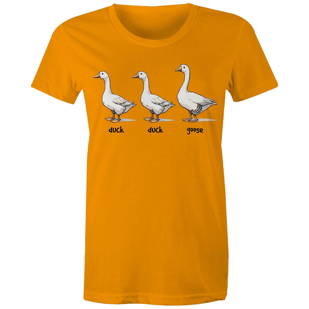 Duck Duck Goose - Womens T-shirt Orange Womens T-shirt animal Games Printed In Australia