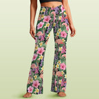 Flamingo Jungle High Waist Crossover Tummy Control Flare Leggings 5XL High Waist Flare Leggings animal Printed Offshore