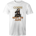 Coffee Keeps Me Alive, Skeleton Men's AS Colour T-Shirt White Mens T-shirt Coffee Printed In Australia