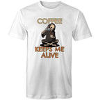 Coffee Keeps Me Alive, Skeleton - Mens T-Shirt White Mens T-shirt Coffee Printed In Australia