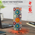 Happy Retro Flowers - 20oz Tall Skinny Tumbler with Lid and Straw