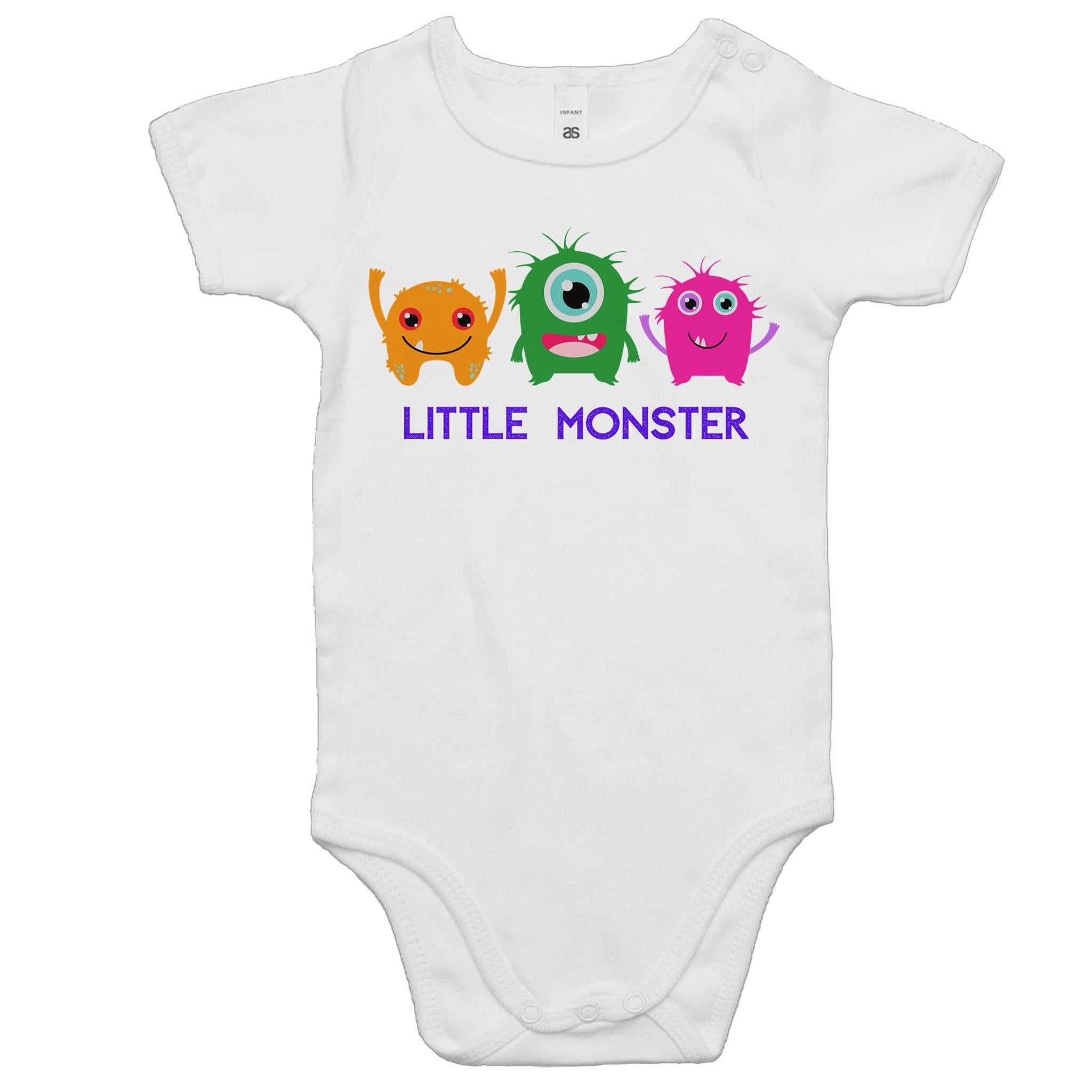 Little Monster - Baby Bodysuit White Baby Bodysuit Printed In Australia
