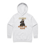 Coffee Keeps Me Alive, Skeleton - Womens Hoodie White Marle Womens Hoodie Coffee Printed In Australia