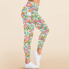 Bright Painted Tropical Women's High Waist Pockets Yoga Leggings