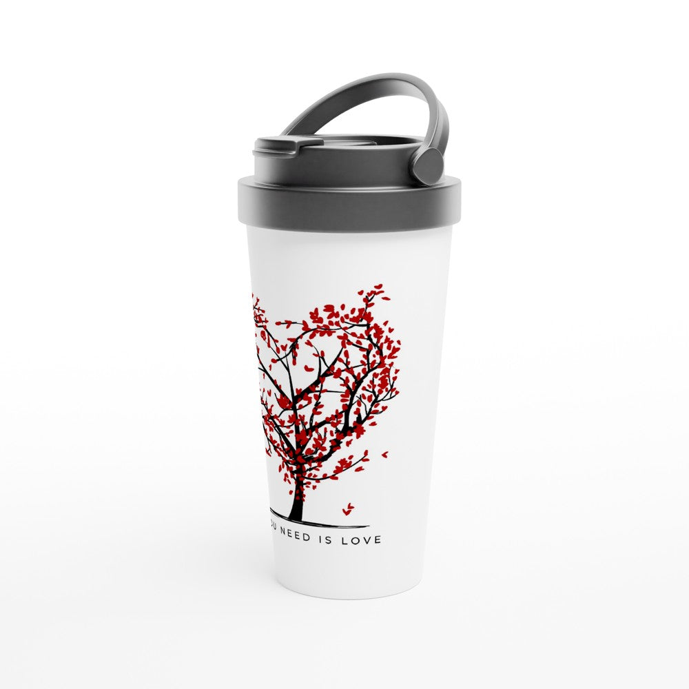 All You Need Is Love - White 15oz Stainless Steel Travel Mug Travel Mug Globally Fulfilled love positivity