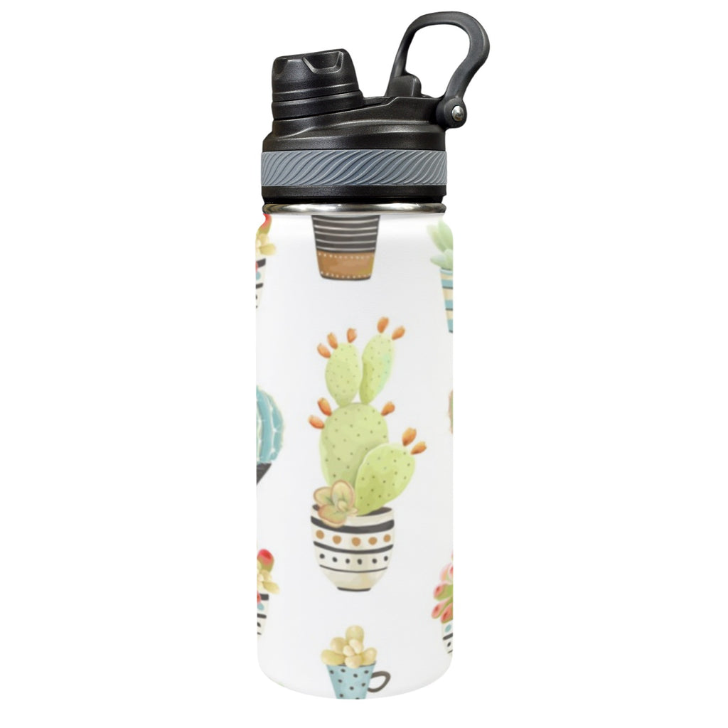 Succulent Pot Plants - Insulated Water Bottle with Dual-Use Lid (18oz) One Size Insulated Water Bottle with Dual-Use Lid (18oz) Plants Printed Offshore