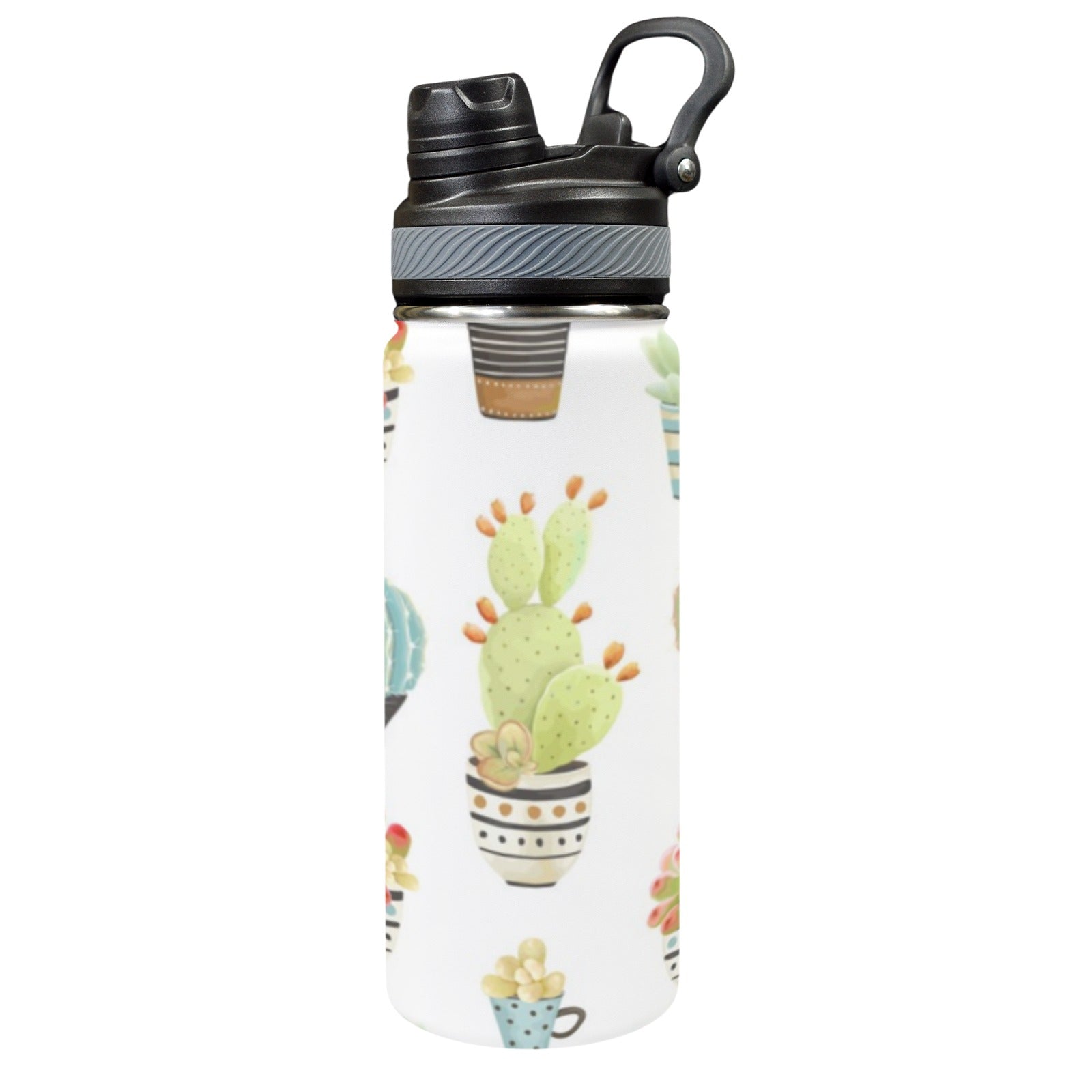 Succulent Pot Plants - Insulated Water Bottle with Dual-Use Lid (18oz) One Size Insulated Water Bottle with Dual-Use Lid (18oz) Plants Printed Offshore