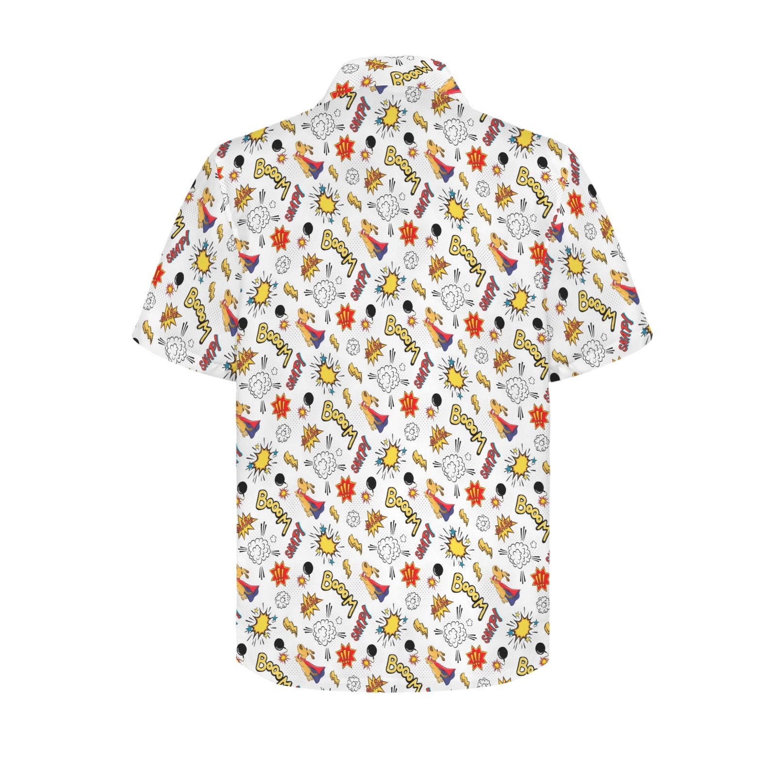 Super Dog Men's Short Sleeve Hawaiian Shirt Men's Hawaiian Shirt (New) animal comic Printed Offshore