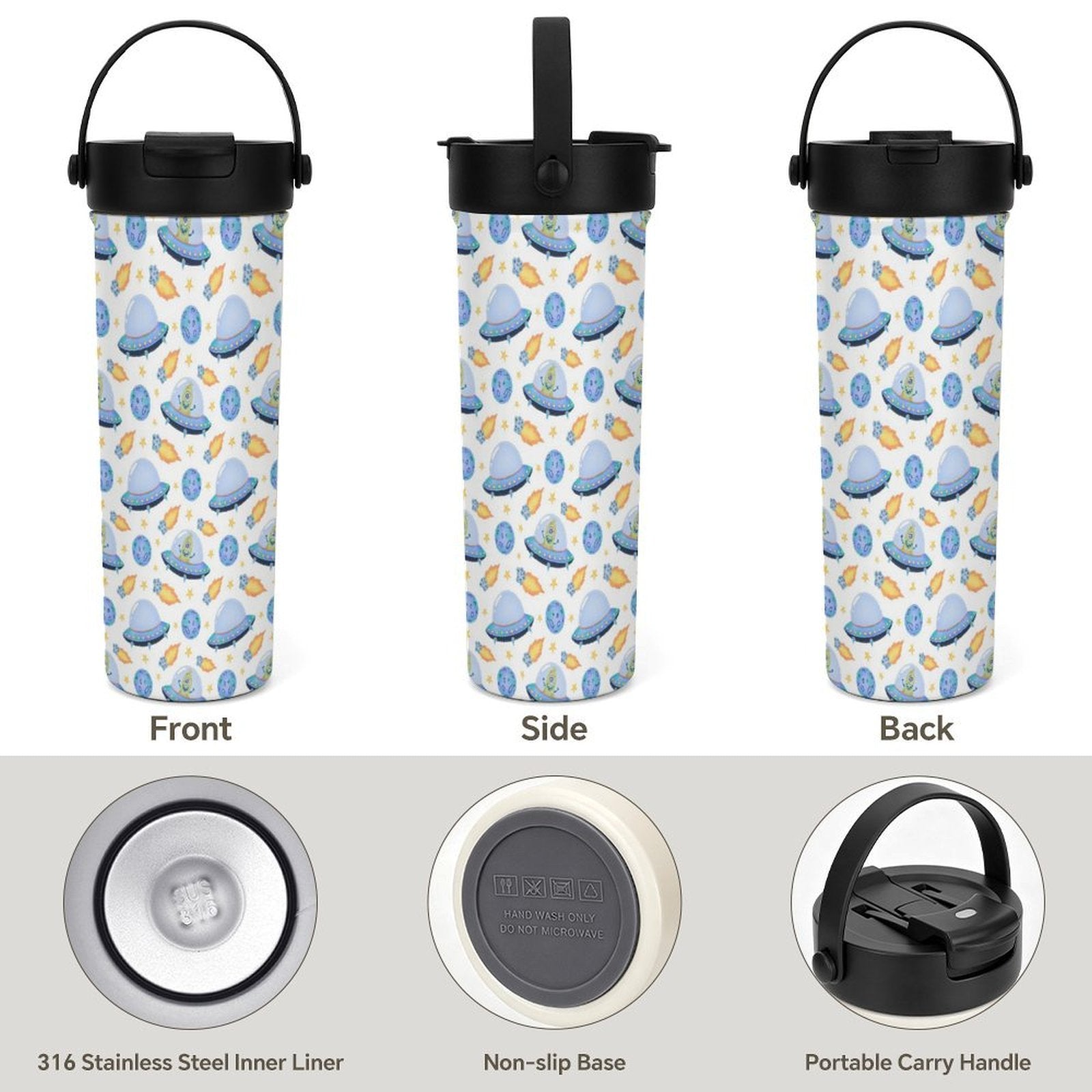UFO's And Aliens 20oz Tea Tumbler with Carry Handle