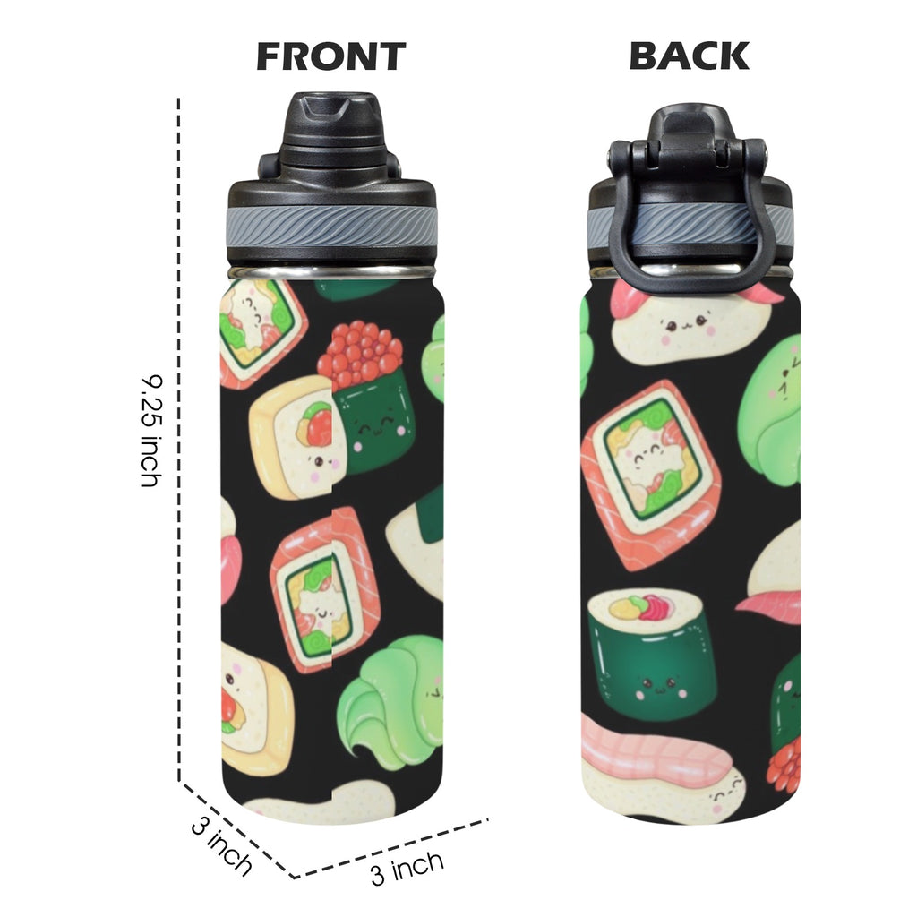 Happy Sushi Insulated Water Bottle with Dual-Use Lid (18oz) Insulated Water Bottle with Dual-Use Lid (18oz) Food Printed Offshore