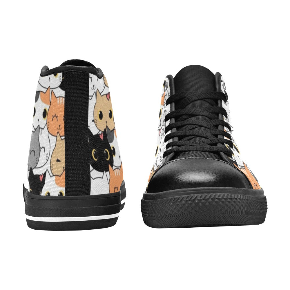 Cute Cartoon Cats - Kids High Top Canvas Shoes