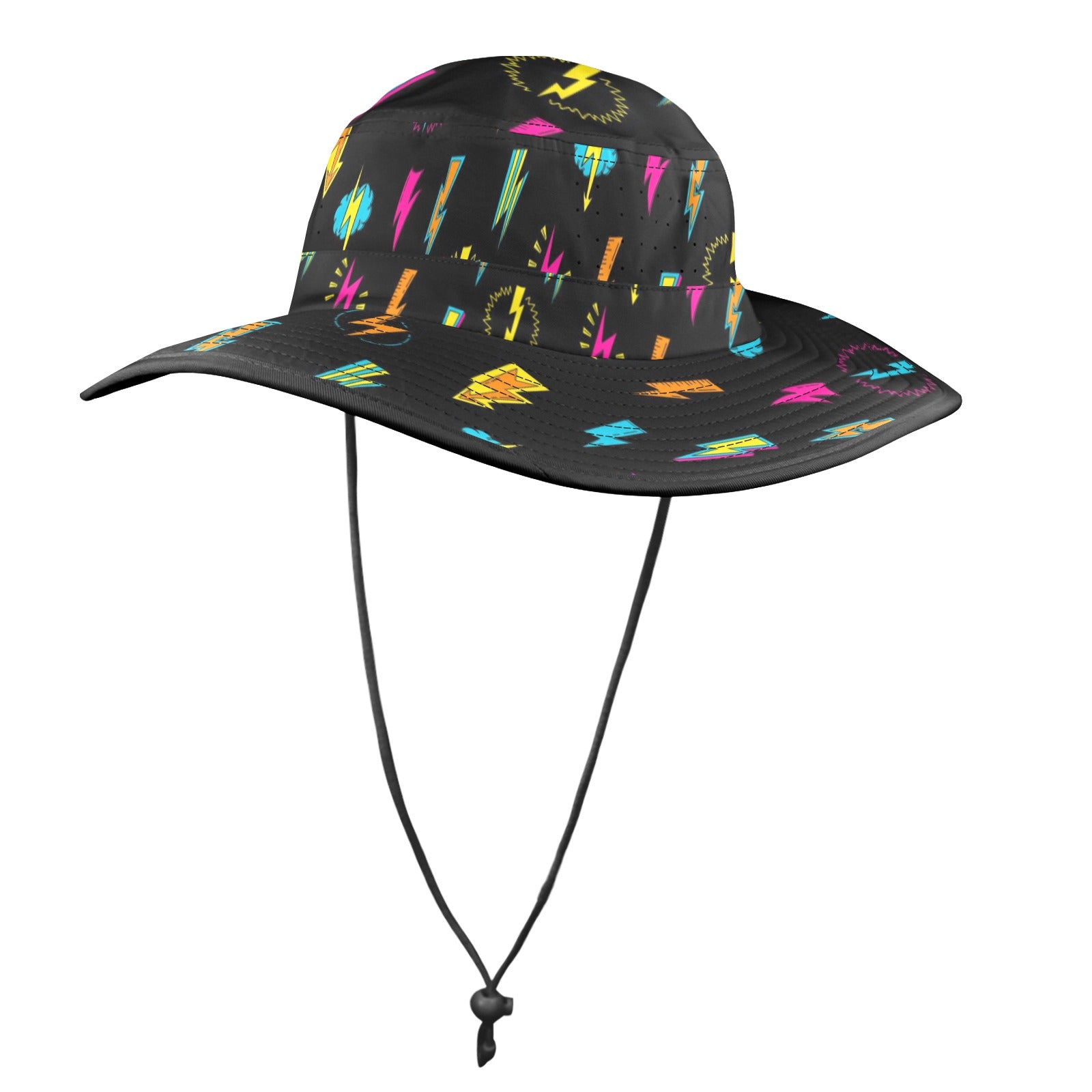 Fun Lightning - Wide Brim Bucket Hat Wide Brim Bucket Hat comic Printed Offshore