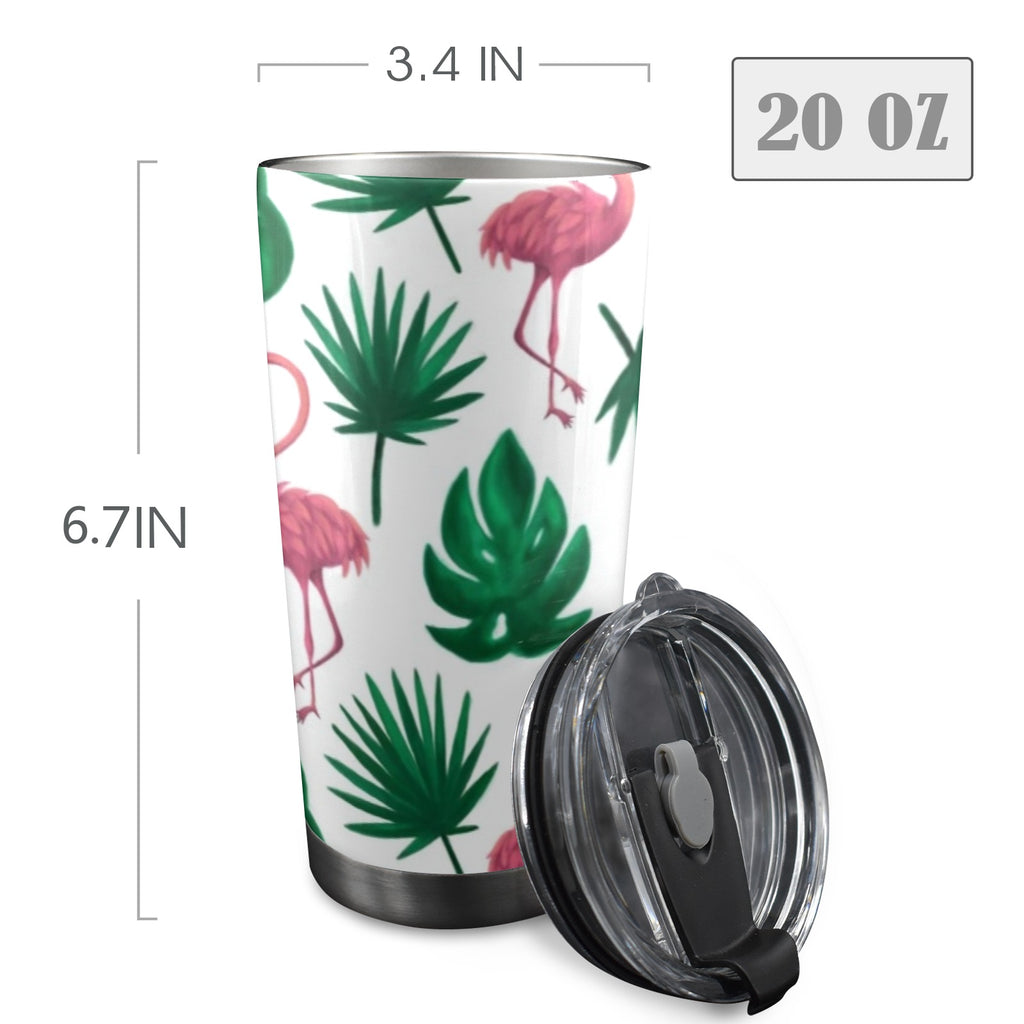 Flamingo Leaves - 20oz Mobile Tumbler with Lid (Black Lock)