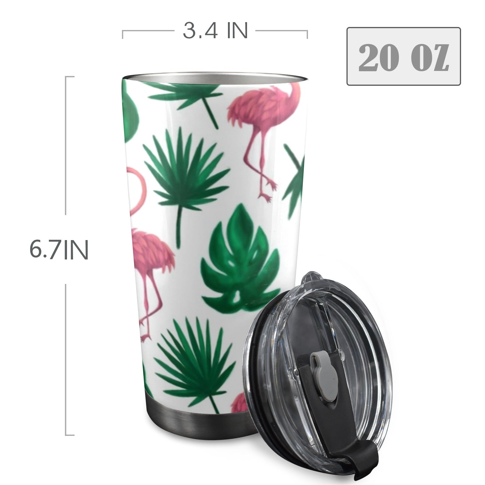 Flamingo Leaves - 20oz Mobile Tumbler with Lid (Black Lock)