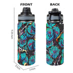 Flower It Blue - Insulated Water Bottle with Dual-Use Lid (18oz) Insulated Water Bottle with Dual-Use Lid (18oz) Plants Printed Offshore