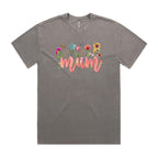 Mum, Flowers AS Colour Heavy Faded Tee Unisex Faded grey Heavy Faded T-shirt Mum Printed In Australia