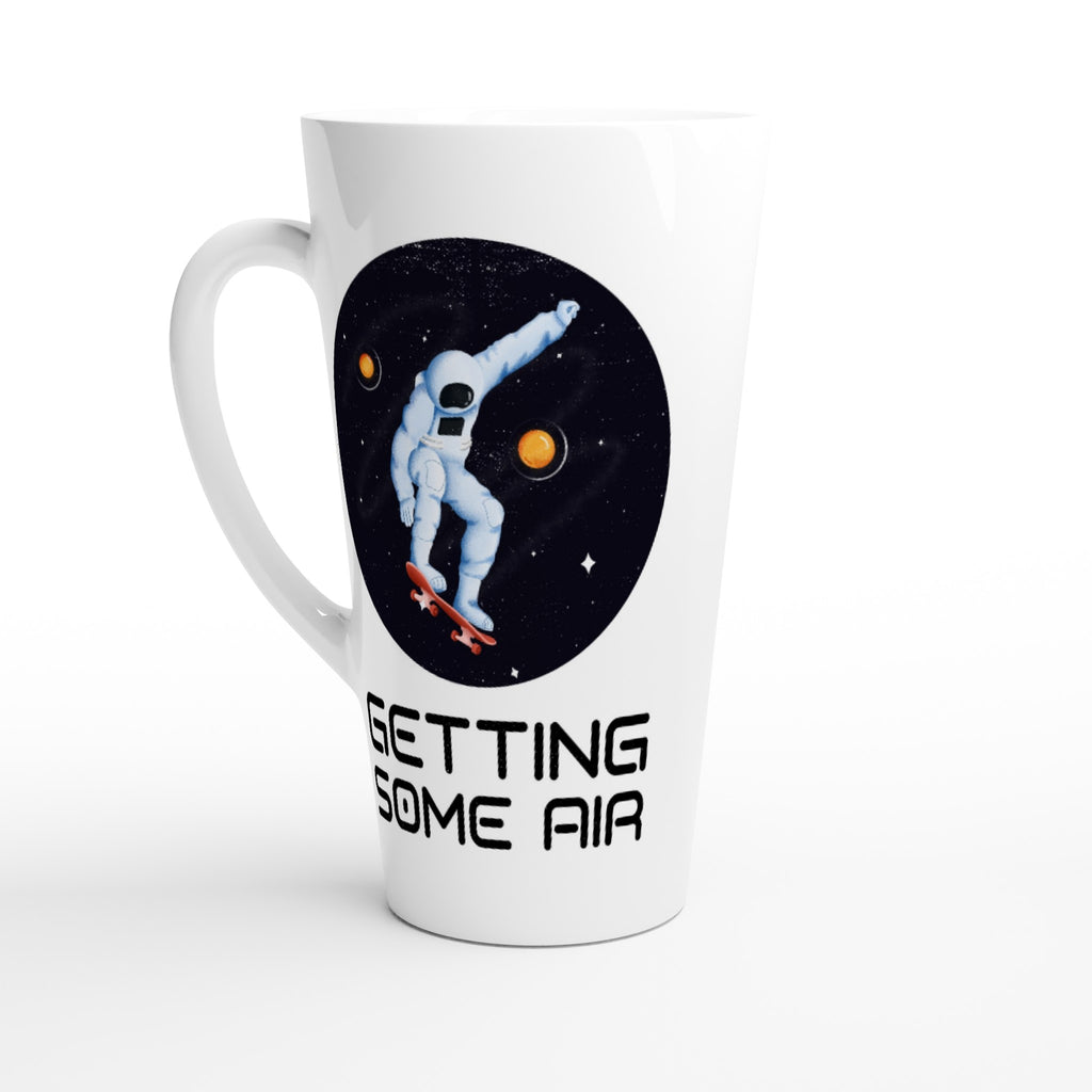 Astronaut Skateboard, Getting Some Air - White Latte 17oz Ceramic Mug Default Title Latte Mug Globally Fulfilled Space