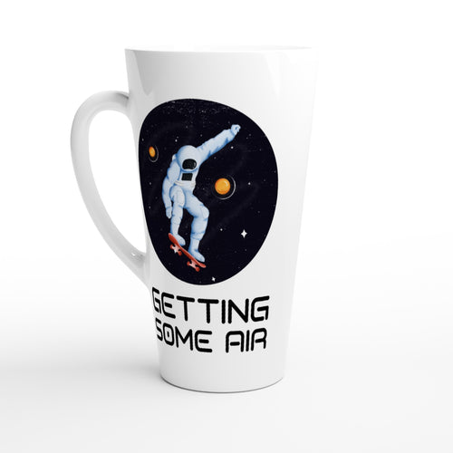 Astronaut Skateboard, Getting Some Air - White Latte 17oz Ceramic Mug Default Title Latte Mug Globally Fulfilled Space