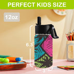 Palm Trees 12oz Kids Water Bottle with Straw Lid