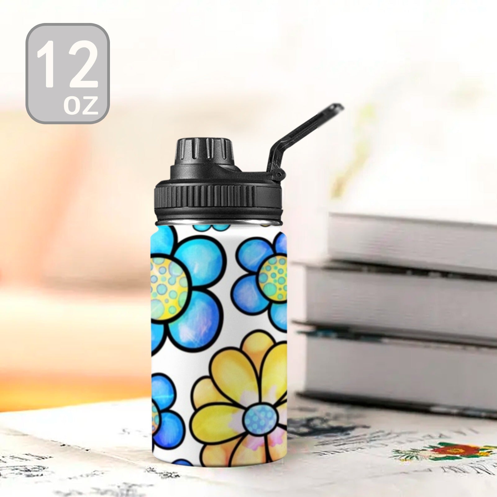 Simple Flowers - Kids Water Bottle with Chug Lid (12 oz)