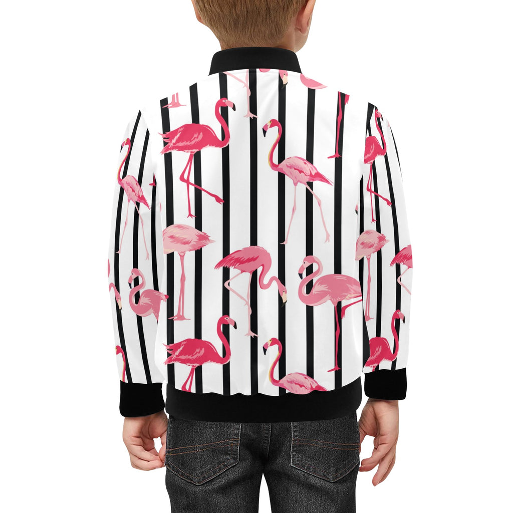 Flamingo Stripes Kids Bomber Jacket Kids Bomber Jacket animal Printed Offshore