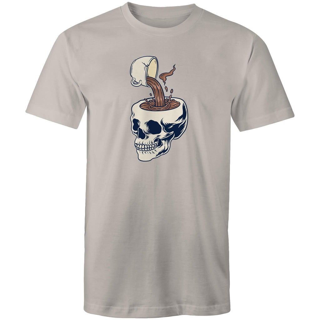 Coffee Skull - Mens T-Shirt Light Grey Mens T-shirt Coffee Printed In Australia