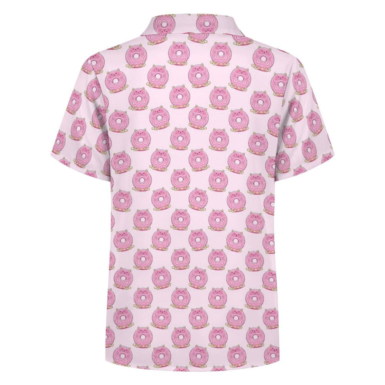 Pink Cat Doughnuts Kids Youth Short Sleeve Button Up Shirt