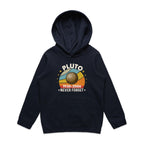 Never Forget Pluto - Kids Hoodie Navy Kids Hoodie Printed In Australia Space