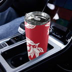 Red Retro Foliage, Hawaiian Flower - 20oz Mobile Tumbler with Lid (Black Lock) 20oz Travel Mug Printed Offshore Surf